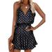 UKAP Women's V Neck Floral Spaghetti Strap Summer Dress Polka Dot Stylish Mini Sundress Elastic Waist Tunic Dresses Dot Print M(US 6-8)