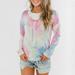 Women's Loose Long Sleeve Pile Collar Tie-Dyed Sweater