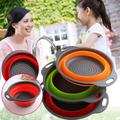 Kitchen Collapsible Foldable Silicone Colander Fruit Vegetable Strainer Basket