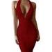 Lovaru Women Deep V Neck Halter Bandage Dress