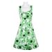 Nine West V-Neck Sleeveless Box Pleat Zipper Back Floral Print Cotton Dress-SPROUT MULTI