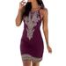 UKAP Women Halter Neck Sundress Casual Sleeveless Bodycon Dress Summer Hollow Sexy Party Mini Dress