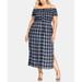 City Chic Women's Plus Size Rebel Check Off The Shoulder Dress Black Size 20