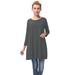 LELINTA Women 3/4 Long Sleeve Tops Loose Trim Solid Color Round Neck Plus Size T-Shirt Tunic Blouses Tops, Dark Grey
