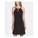 VINCE CAMUTO Womens Black Printed Sleeveless Keyhole Above The Knee Sheath Dress Size 2XS