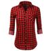 JJ Perfection Womens Long Sleeve Collared Button Down Plaid Flannel Shirt