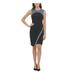 TOMMY HILFIGER Womens Black Glitter Zippered Sleeveless Jewel Neck Short Sheath Cocktail Dress Size 2