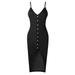 Womens Summer Sleeveless Strappy Tank Dress Button Slim Split Party Midi Dress