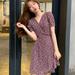 Summer Bohemia Dress V-neck Floral High Waist Lace-up Dress Short Sleeve Student Dress