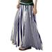 ZANZEA Women Casual Elastic Waist Skirts Stripe Patchwork Maxi Dress