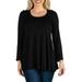 24/7 Comfort Apparel Women's Long Sleeve Solid Color Swing Style Flared Tunic Top