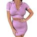 GuliriFei Women Clothes/Dress Short Sleeve Ribbed Knit Crop Tops+Pencil Skirts