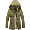 Men's Winter Jacket Hooded Faux Fur Collar Thick Parka Coat Velvet Lining Warm Coat