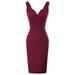 GRACE KARIN Evening Party Sexy Bodycon Dress Ladies Deep V Necks Short Dress Womens Top Sale(Wine,S)