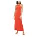 MICHAEL KORS Womens Orange Halter Maxi Dress Size S