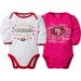 NFL San Francisco 49ers Baby Girls Long Sleeve Bodysuit Set, 2-Pack