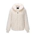 Giolshon Womens Oversized Zip Up Jackets with Pockets Faux Fur Hoodie Fluffy Coats S