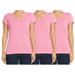 9 Crowns Women's Extra Slim Fit V-Neck Crew 2-Pack 3-Pack Tees (3 V-Neck Pink, S)