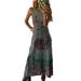 Boho Beach Floral Polka Dot Printed Maxi Dress For Women Casual Ladies Wrap Summer Paisley Flowing Party Sundress Holiday Long Sundress