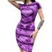 UKAP Ladies Summer Beach Dress Tie Dye Printed Club Party Cocktail Bodycon Fashion Dress Purple XXL(US 18-20)