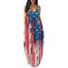 UKAP Women Sleeve Sundress Casual American Flag Printing Loose Fashion Dresses Ladies Sexy U Neck Sling Dress