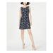 CONNECTED APPAREL Womens Navy Printed Sleeveless Jewel Neck Short Shift Dress Size 4P