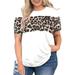 UKAP Women Boho Casual Tunic Tops Short Sleeve Blouse Leopard T-Shirt Summer Beach Loose Plus Size Oversized Tee Work Shirt