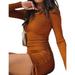 Ma&Baby Women Knit Long Sleeve Drawstring Bodycon Midi Dress Causual Slim Fit Party Club Pencil Sheath Dress