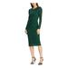 RALPH LAUREN Womens Green Lace Zippered Long Sleeve Jewel Neck Midi Body Con Party Dress Size 4P