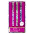 Lilly Pulitzer Colored Pen Set of 3, Includes Pink/Blue/Green Ink, Viva La Lilly (Assorted)