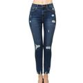 Salt Tree Women's Wax High Rise Push Up Destroyed Ankle Skinny Jeans
