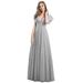 Ever-Pretty Ruffle Sleeves Plus Size Mother of the Bride Dresses for Women 00857 Gray US22