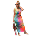 ZIYIXIN Women Tie Dye Sheath Print Dress, U-Shaped Neck Lace Up Back Maxi Dress Summer