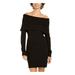 BCX Womens Black Long Sleeve Off Shoulder Above The Knee Body Con Evening Dress Size XS