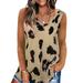 Avamo Womens Sleeveless Tank Tops Workout V-Neck Loose Summer Tee Shirts Casual Bohemian Vest Ladies Sexy Fashion Leopard Blouse