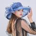 Grofry Floral Organza Wide Brim Church Kentucky Derby Fascinator Lady Tea Party Sun Hat