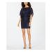 JESSICA HOWARD Womens Navy Glitter Short Sleeve Boat Neck Short Blouson Party Dress Size 6P