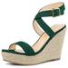 Women's Slingback Crisscross Espadrille Wedge Heel Sandals Green 7.5