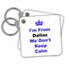 3dRose dont keep calm, Dallas, blue and black lettering on white background - Key Chains, 2.25 by 2.25-inch, set of 2