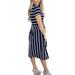 Avamo Women T Shirt Dress Short Sleeve Stripe Dress Summer Casual Swing Pleated Dresses Beach Party Holiday Sundress