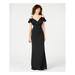 EMERALD SUNDAE Womens Black Cold Shoulder Solid Spaghetti Strap V Neck Full-Length Fit + Flare Evening Dress Size XL