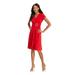 R&M RICHARDS Womens Red Belted Embellished Long Sleeve V Neck Above The Knee Fit + Flare Evening Dress Size 4P