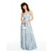 SAY YES TO THE DRESS Womens Light Blue Lace Floral Spaghetti Strap Sweetheart Neckline Full-Length Empire Waist Prom Dress Size 0