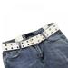 Double Grommet Belt for Women Men - Canvas Double Prong Buckle Vintage Punk Rock Jeans Belts