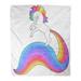 ASHLEIGH Flannel Throw Blanket Adorable Unicorn Head Rainbow Hair Cute White Face for Baby and Kids 58x80 Inch Lightweight Cozy Plush Fluffy Warm Fuzzy Soft