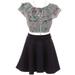 Little Girl 3 Pieces Girls Ruffle Top Flower Skirt Necklace Party Clothing Set Navy 6 JKS 2130S BNY Corner