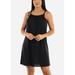 Womens Juniors Cute Daily Dress - Slip On Black Mini Dress - Draw String Halter Dress 50052N