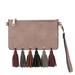 Melie Bianco Suri Vegan Leather Tassel Wristlet Crossbody, Mauve