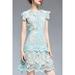 Junior Lace Mesh Round Neck Comfortable Irregular Hem Summer Cool Dress