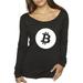 True Way 909 - Women's Long Sleeve T-Shirt Bitcoin Cryptocurrency Money Symbol BTC Logo XL Black